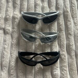 Trendy Gray, Silver Black Sunglasses Set